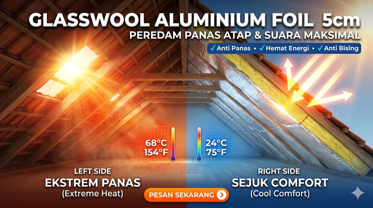 Jual Glasswool Aluminium Foil 5cm